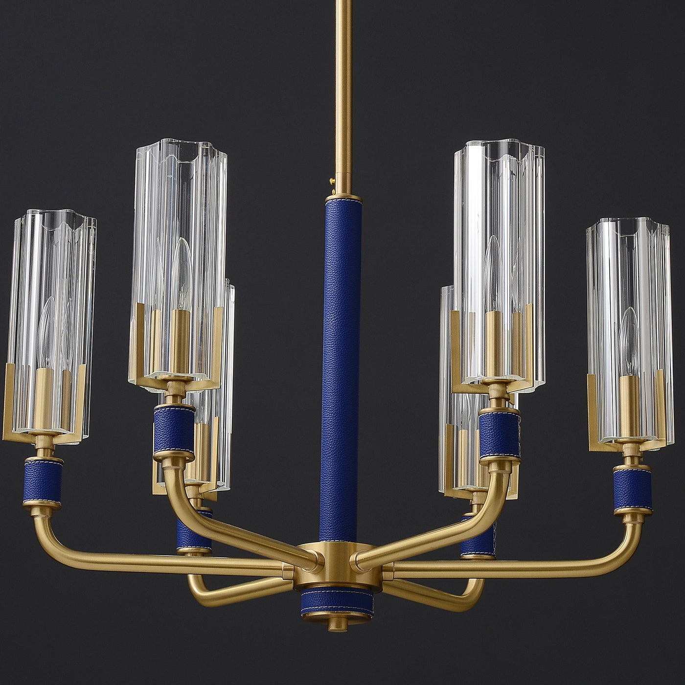 6 Lights Blue leather chandelier
