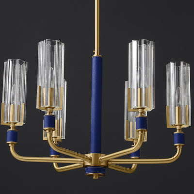 6 Lights Blue leather chandelier