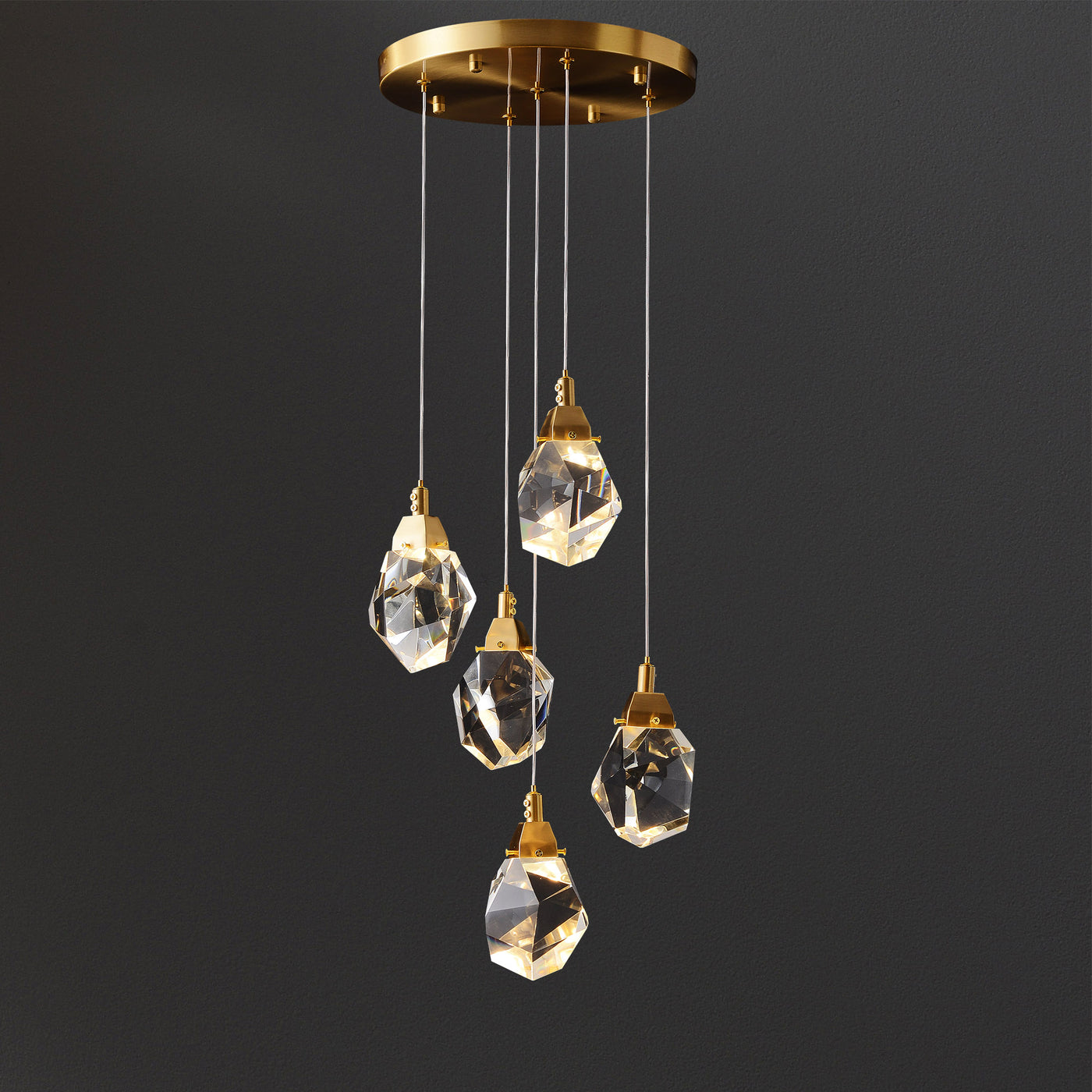 5 Lights Round Polygonal Chandelier