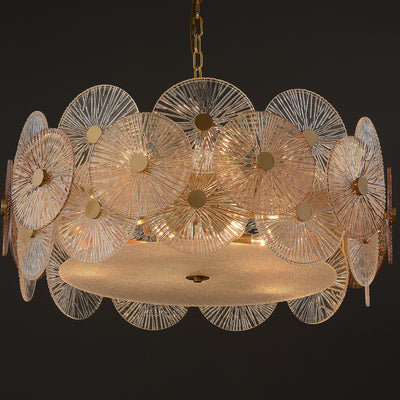 Round Transparent Wheel Brass Chandelier