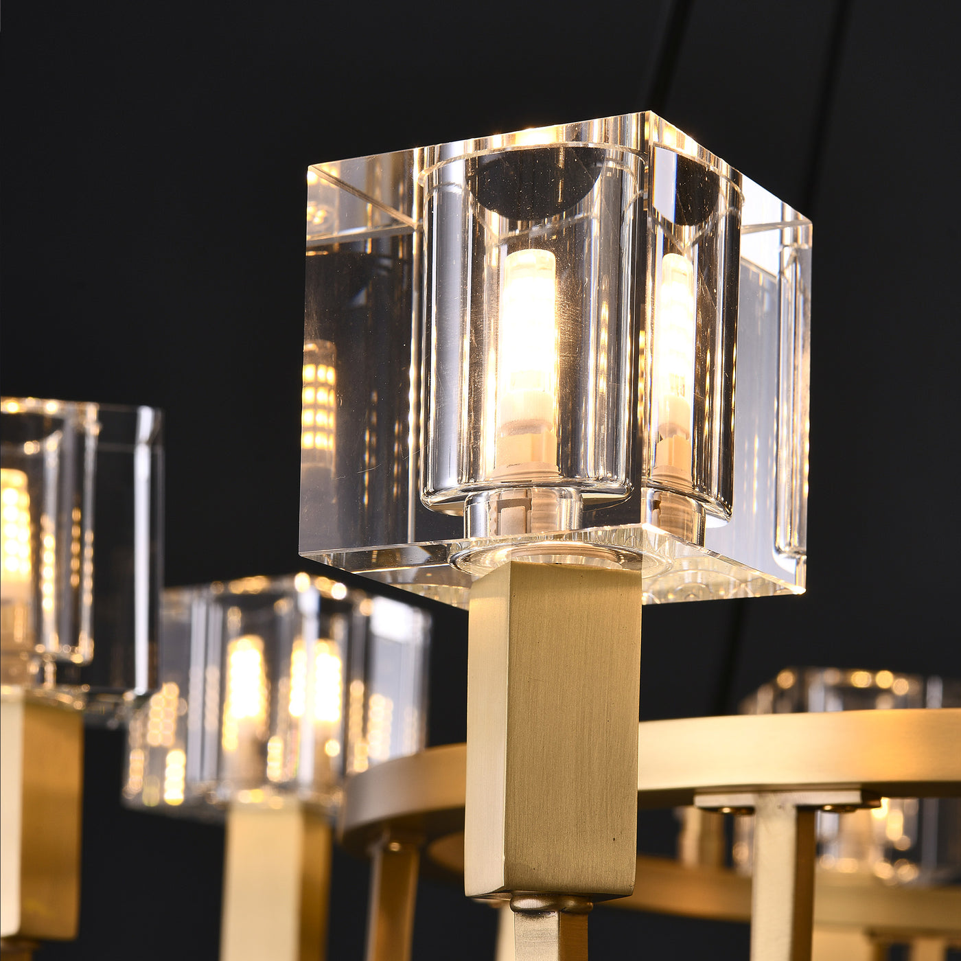 8 Light Round Cube Crystal Chandelier