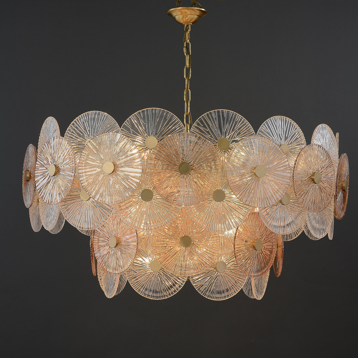 Round Transparent Double-Tier Wheel Chandelier