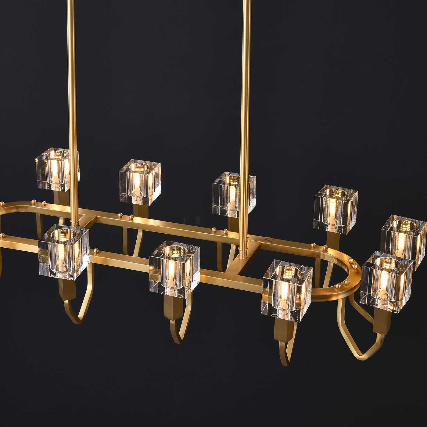 12 Light Oval Cube Crystal Chandelier