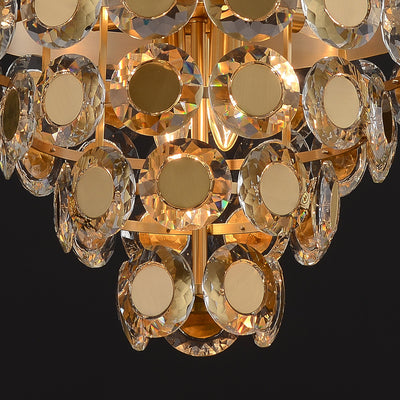 Conical Gold Coin Crystal Chandelier