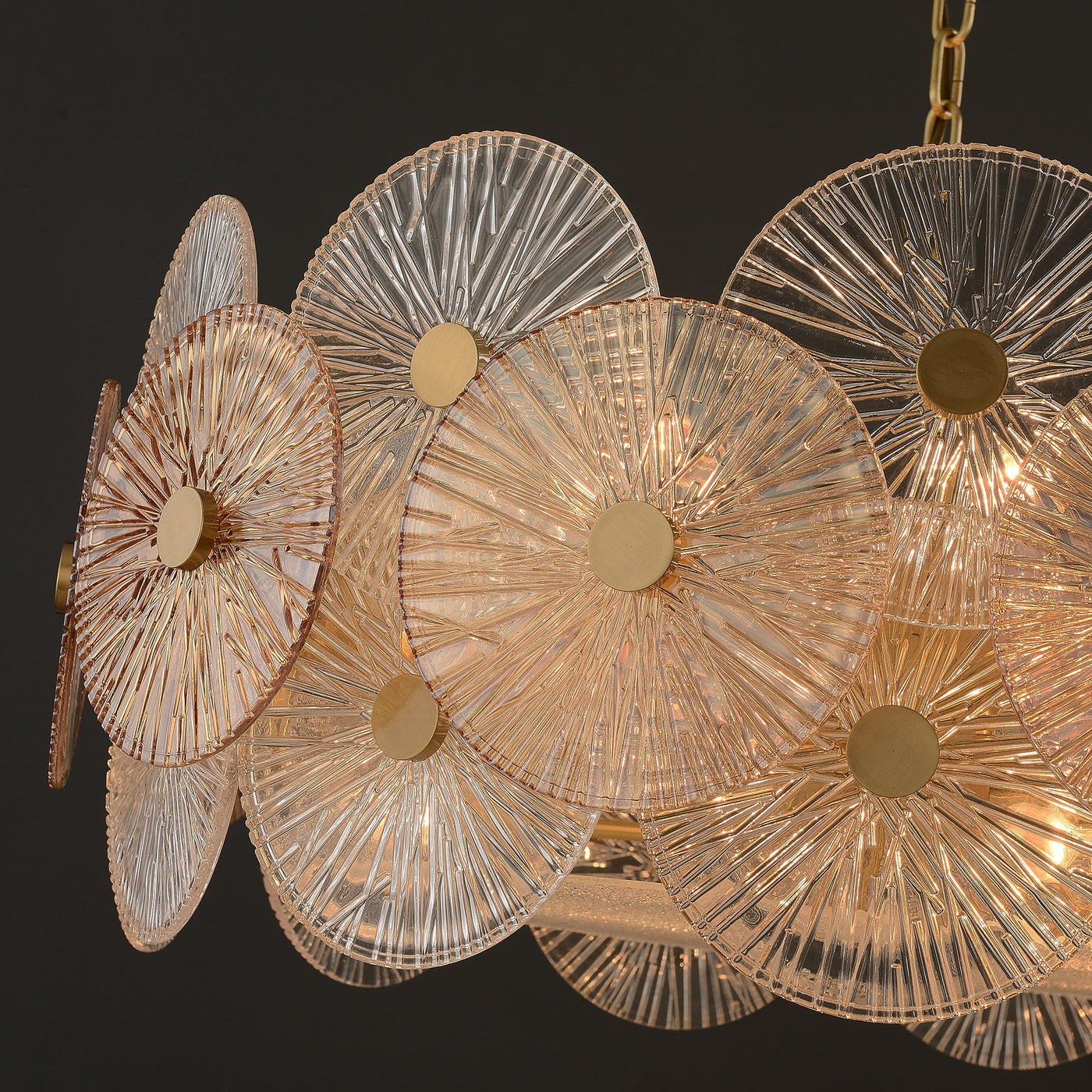 Round Transparent Wheel Brass Chandelier