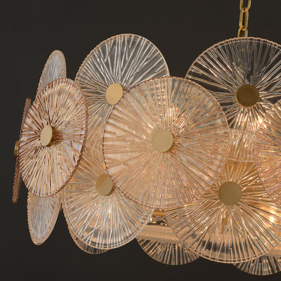 Round Transparent Wheel Brass Chandelier