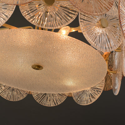 Round Transparent Wheel Brass Chandelier