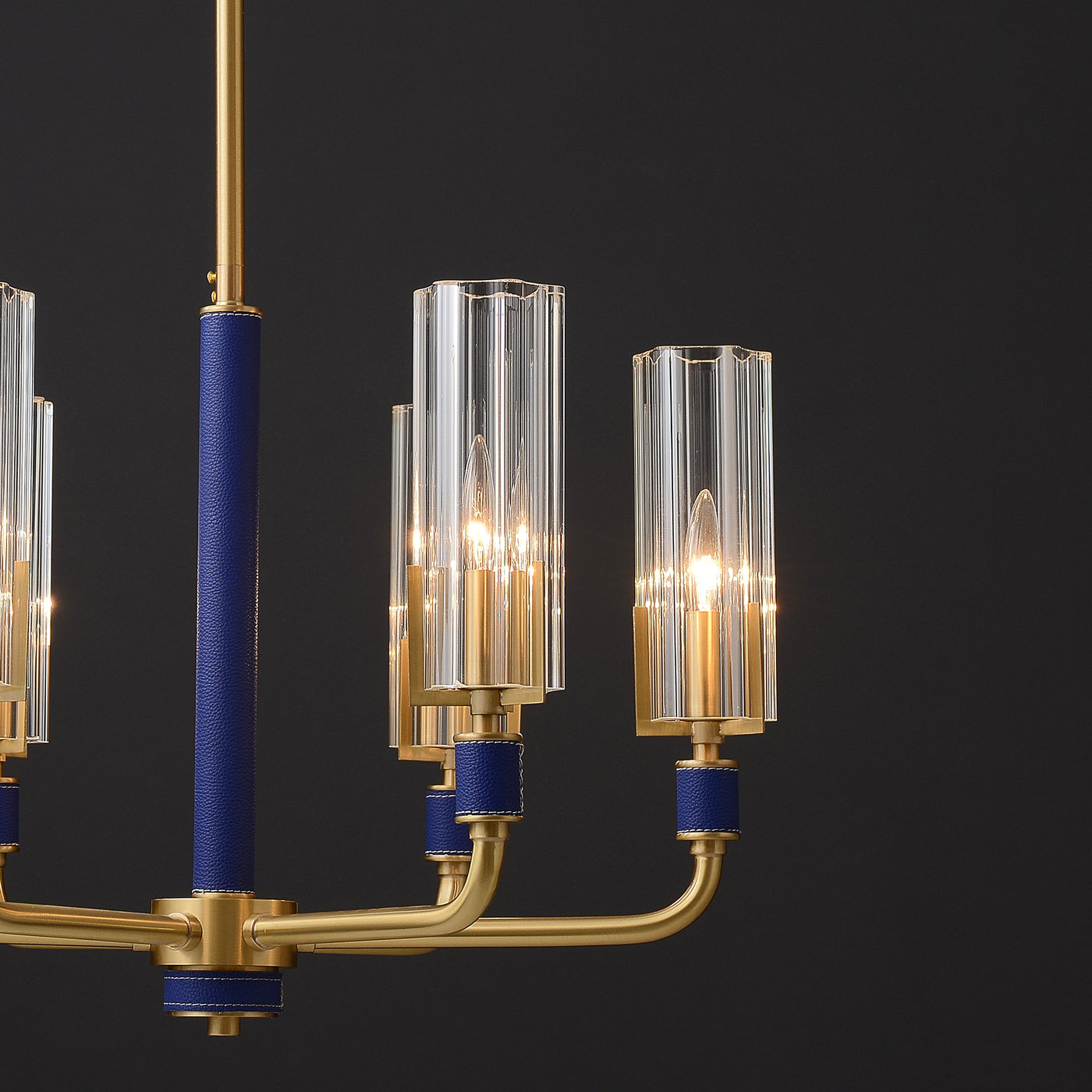 6 Lights Blue leather chandelier