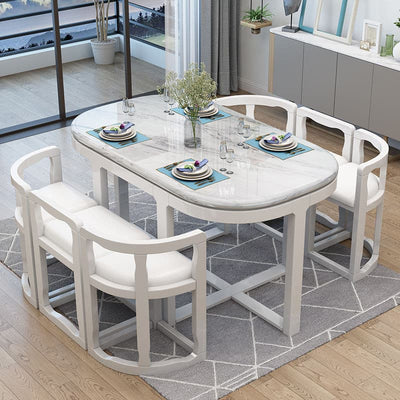 Marble dining table solid wood