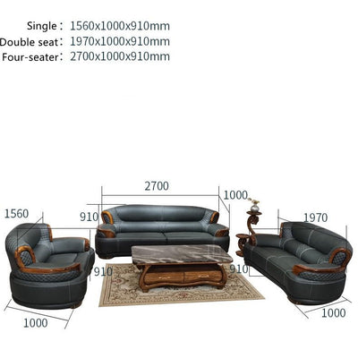 Luxury ebony wood leather sofa