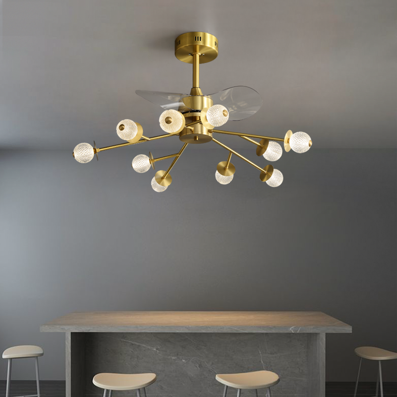 Multi Ball Brass Ceiling Fan