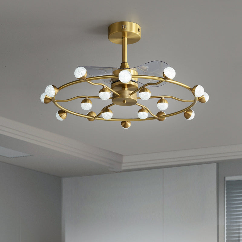 Multi Ball Round Brass Ceiling Fan