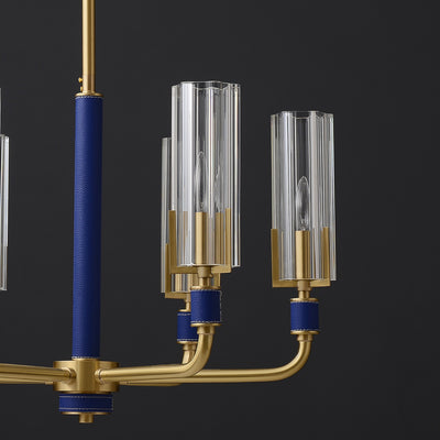 6 Lights Blue leather chandelier