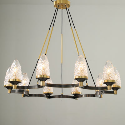 Crystal Cup Round Black Chandelier