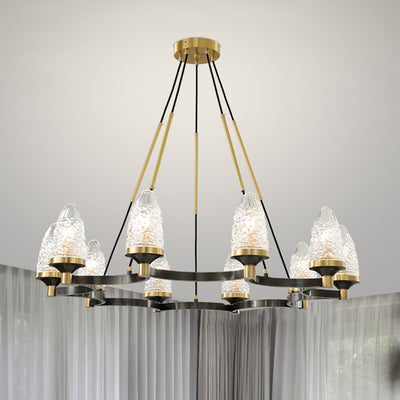 Crystal Cup Round Black Chandelier