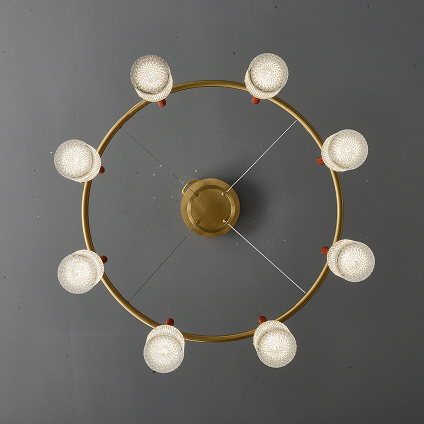 Luxury and full copper red leather chandelier