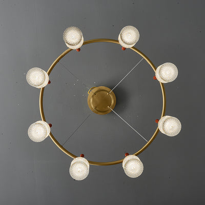 Luxury and full copper red leather chandelier