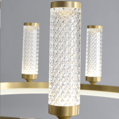 Creative long tube Golden Round Crystal Chandelier