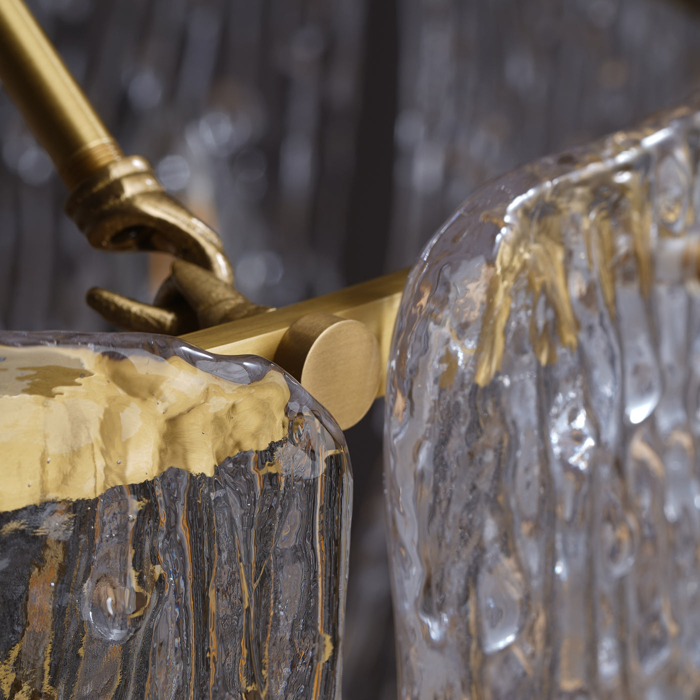 Postmodern luxury and full copper raindrop chandelier