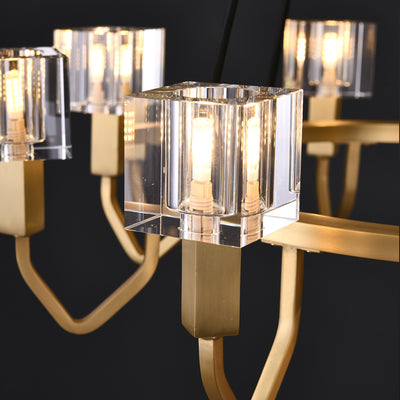 8 Light Round Cube Crystal Chandelier