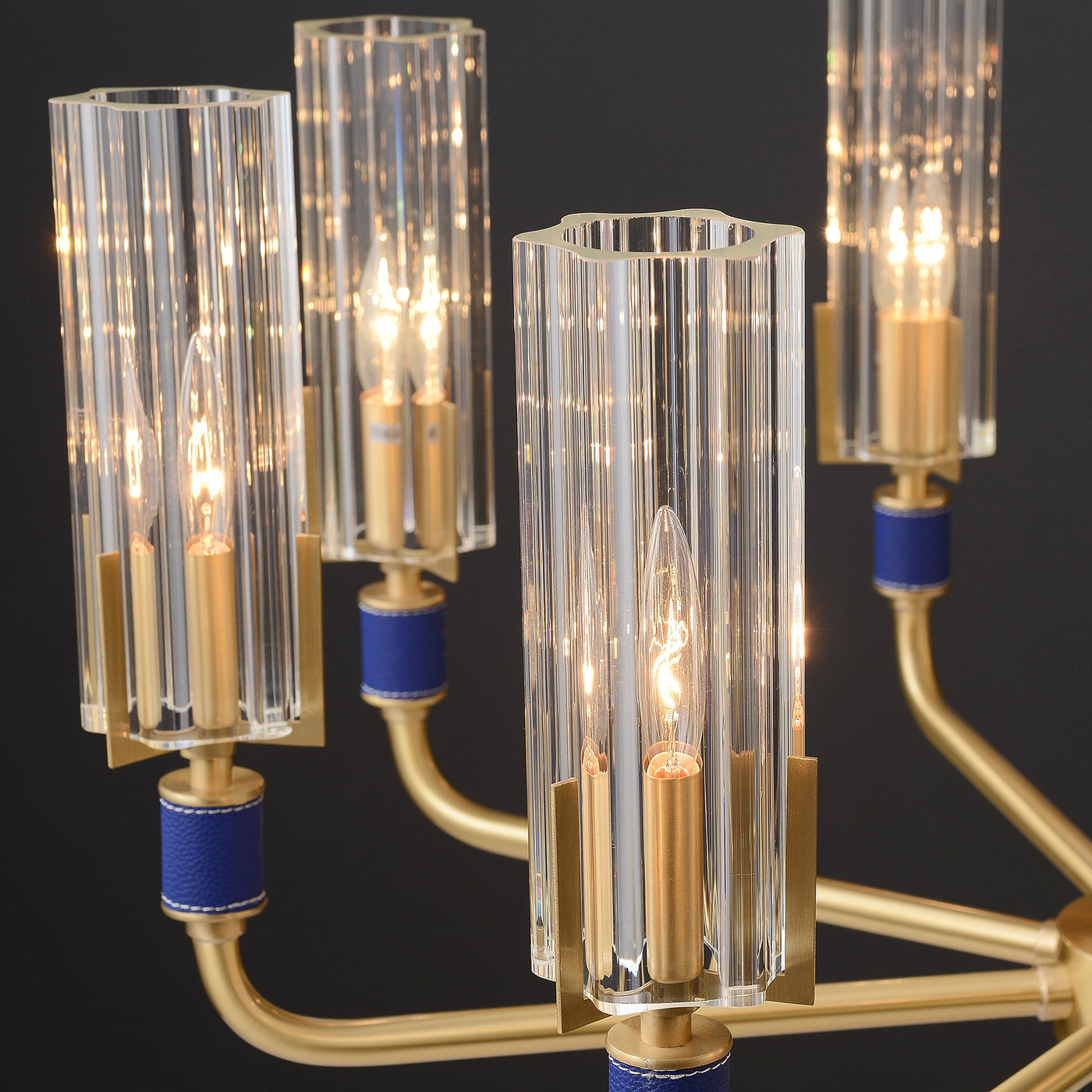 6 Lights Blue leather chandelier