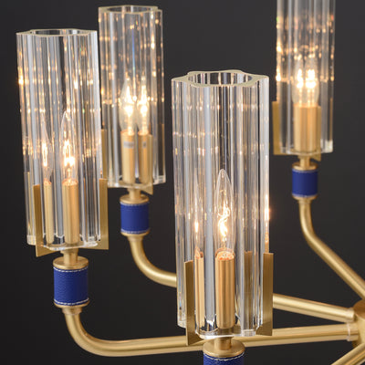 6 Lights Blue leather chandelier
