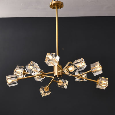 12 Lights Cube Crystal Chandelier