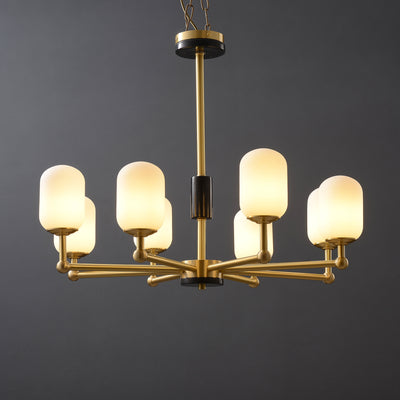 8 Lights Frosted White Ball Chandelier