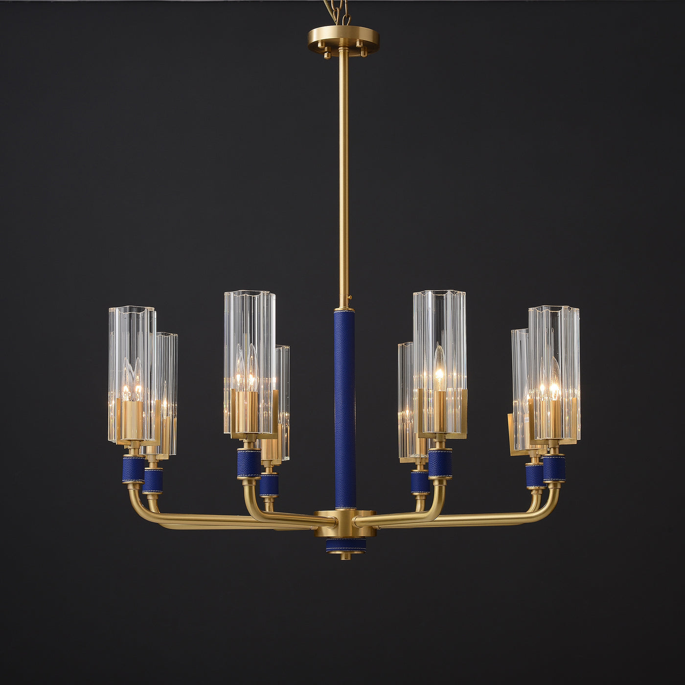 8 Lights Blue leather chandelier