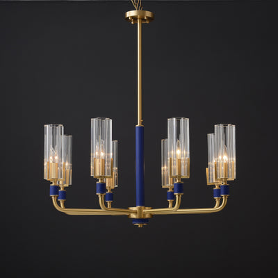 8 Lights Blue leather chandelier
