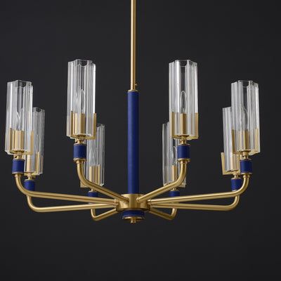 8 Lights Blue leather chandelier