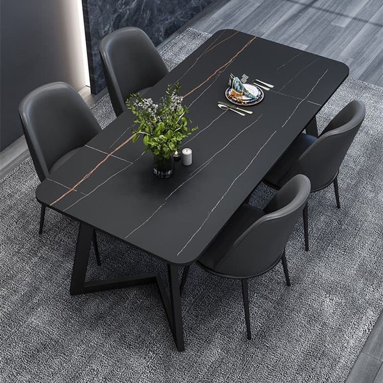 Rectangle Black Stone Dining Table