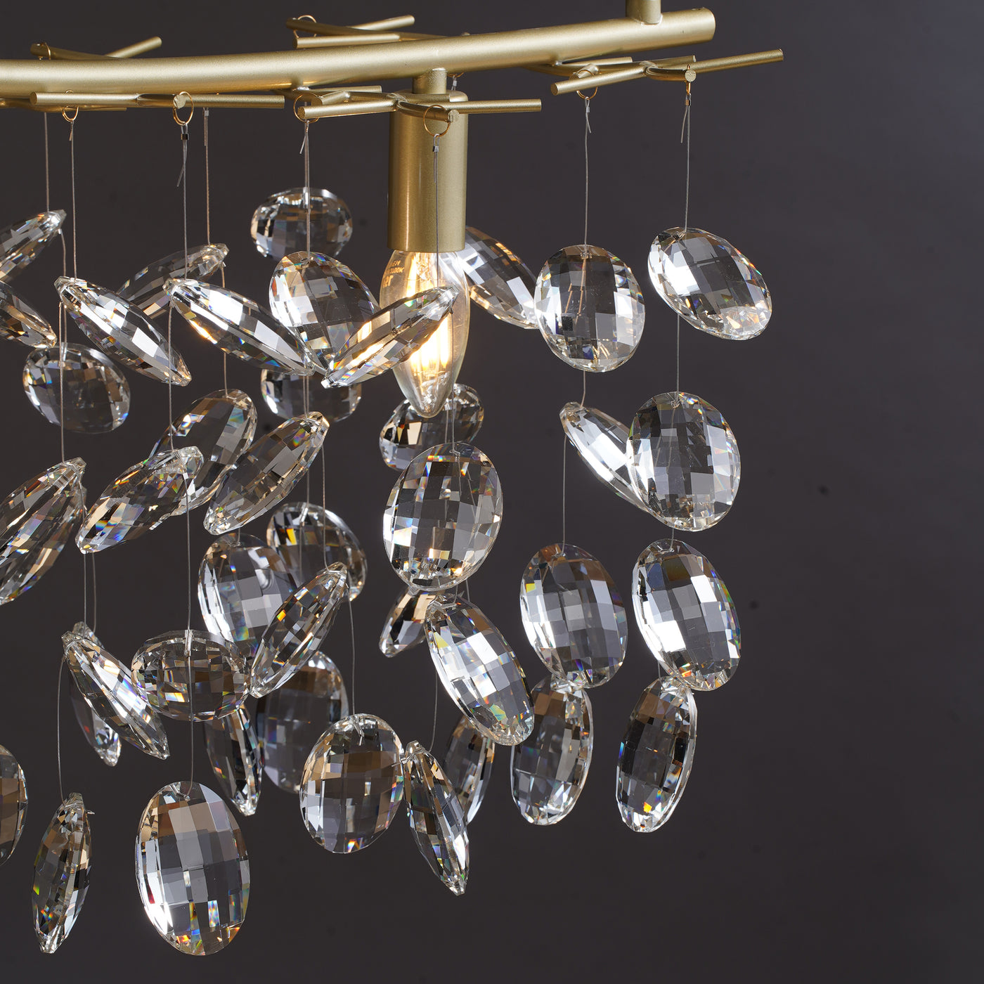 Modern Crystal Tassel Pendant Ring Crystal Long Chandelier