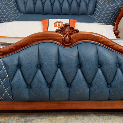 Luxury ebony wood leather bed