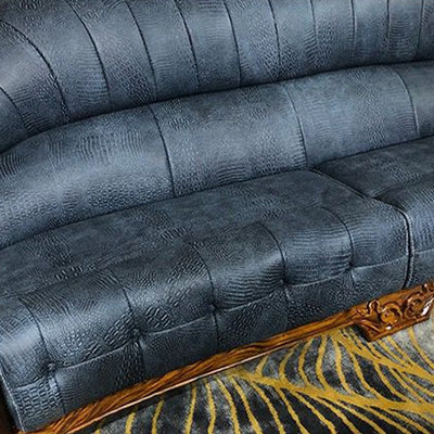 Luxury ebony wood leather sofa
