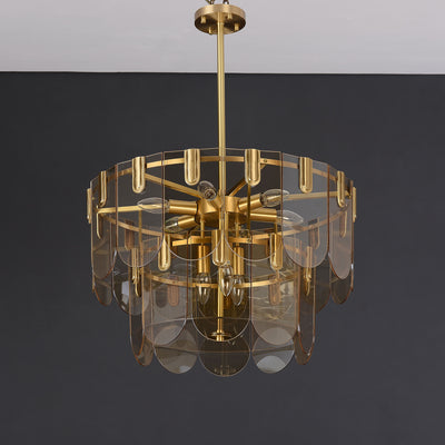 Amber Brass Glass Chandelier
