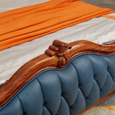 Luxury ebony wood leather bed