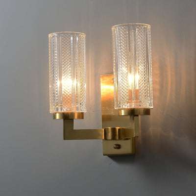 2-Lights Transparent Glass Wall Sconce