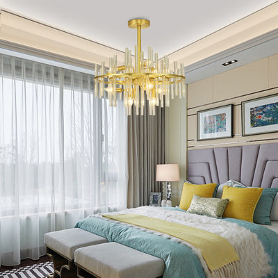 Long tube golden chandelier