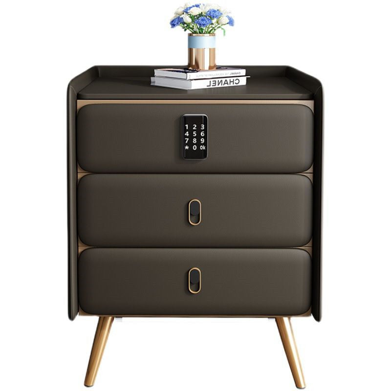Leather solid wood bedside table