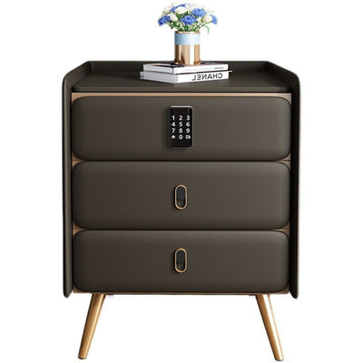 Leather solid wood bedside table