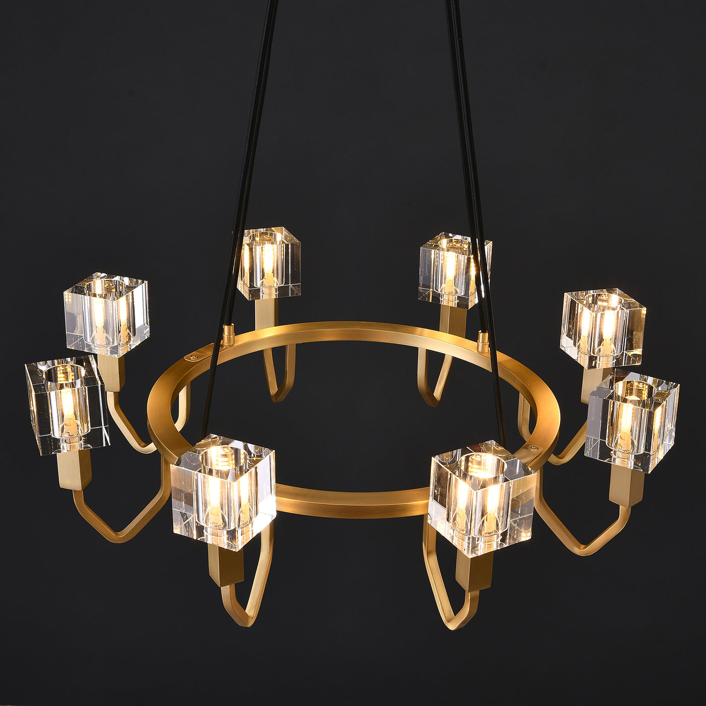 8 Light Round Cube Crystal Chandelier