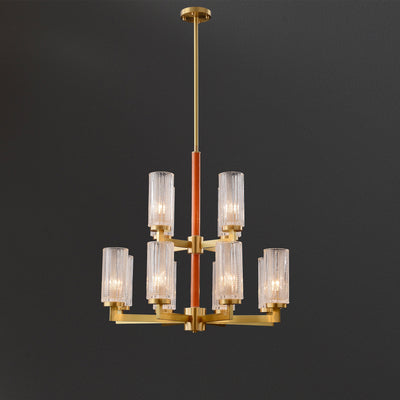Double layer Blue Leather glass chandelier