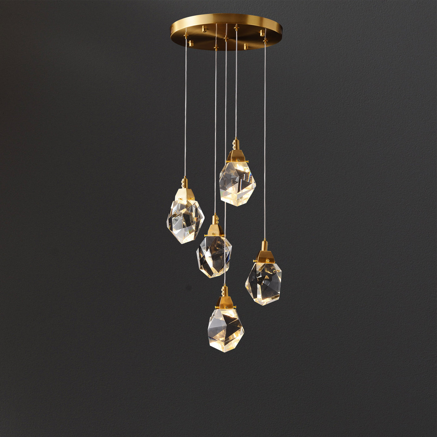5 Lights Round Polygonal Chandelier
