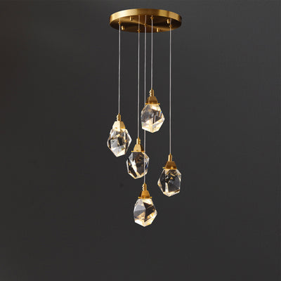 5 Lights Round Polygonal Chandelier
