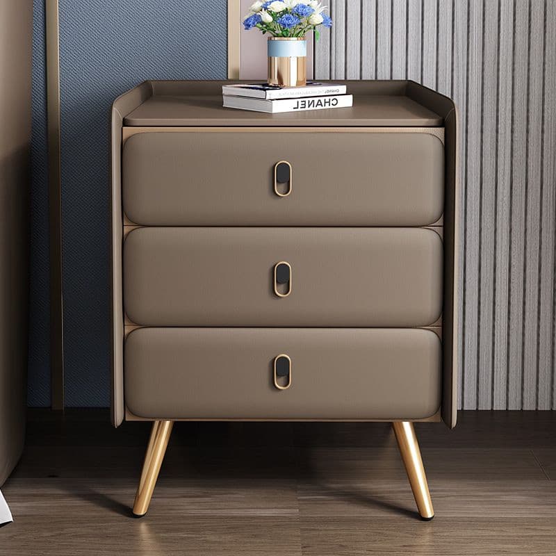 Leather solid wood bedside table