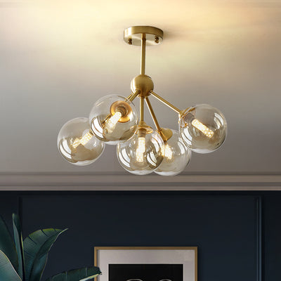 Amber Ball Gold Chandelier
