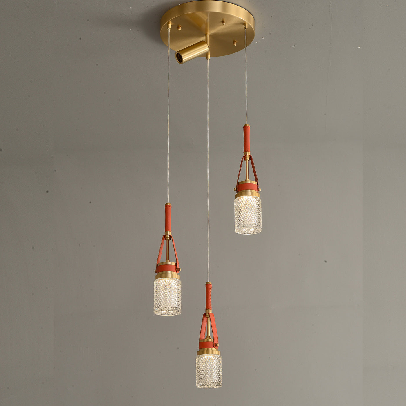 Creative red leather chandelier