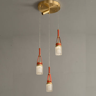 Creative red leather chandelier