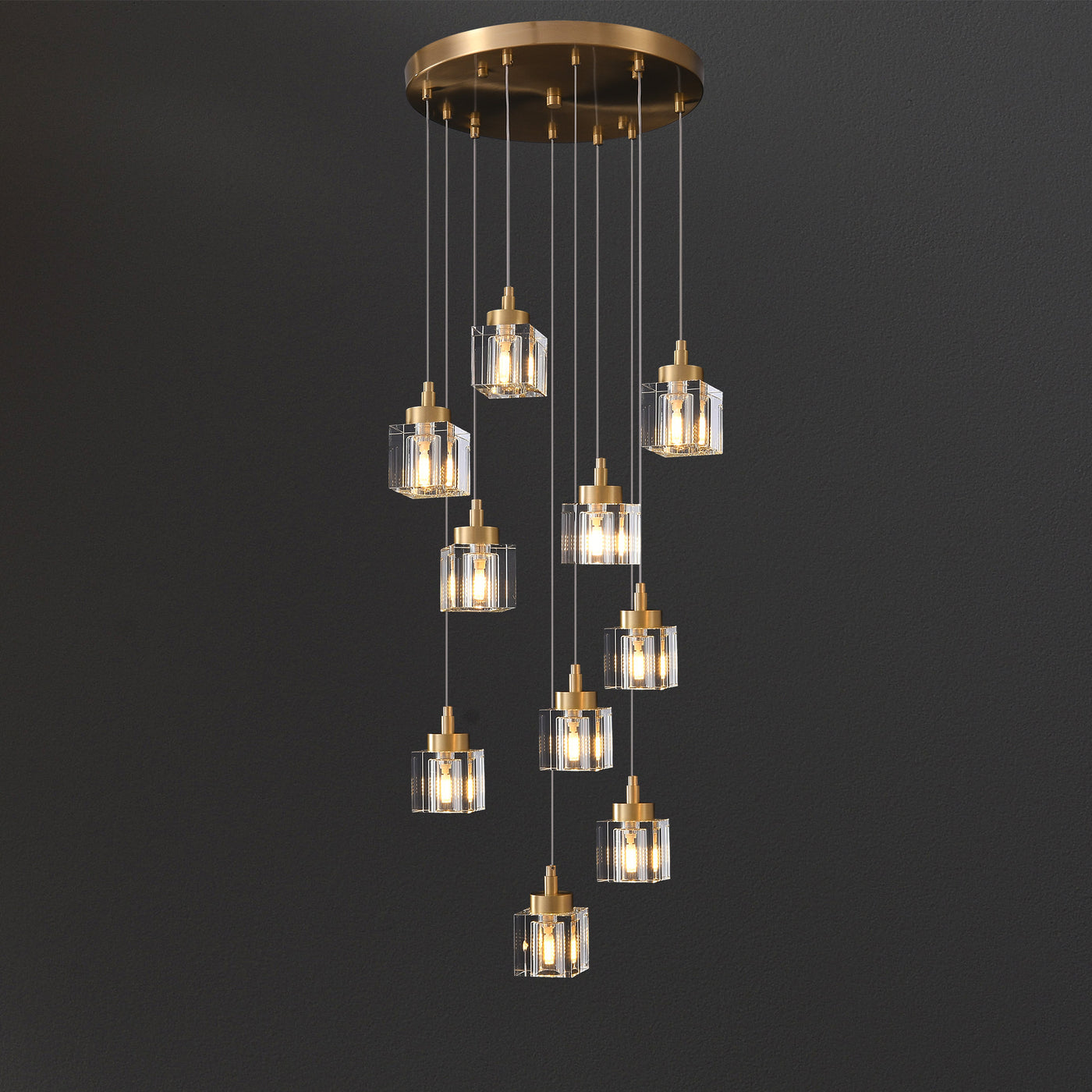 10 Lights Cube Crystal Chandelier